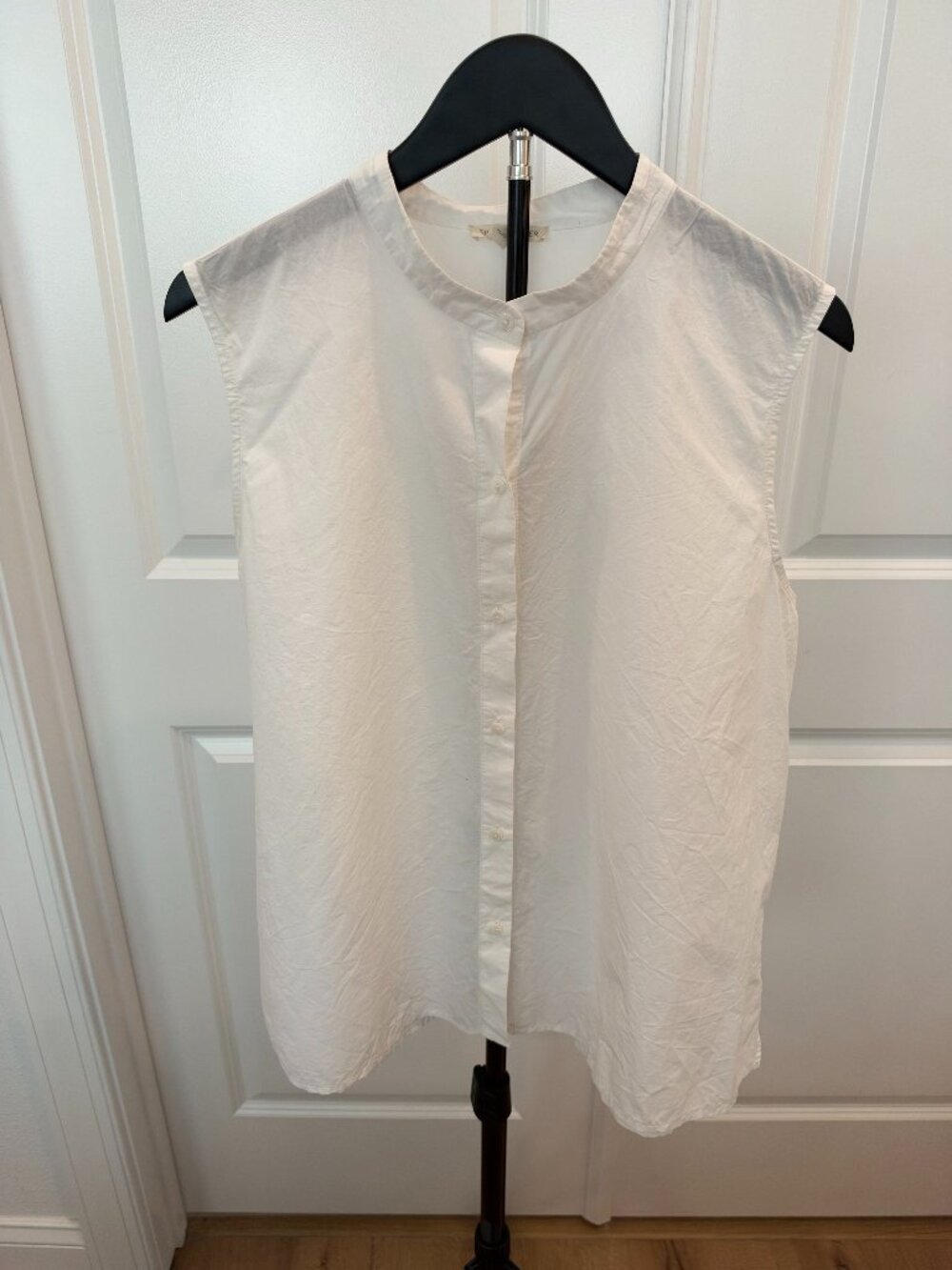 Eileen Fisher White Oversized Sleeveless Button Down Shirt XL